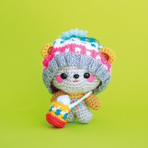 Amigurumi teddy bear Kaveri the traveling companion Vegan toy