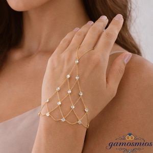 Geometric Hand Chain, Layered Zircon Finger Bracelet, Triangle Hand Harness, Delicate Stone, Fine Lattice