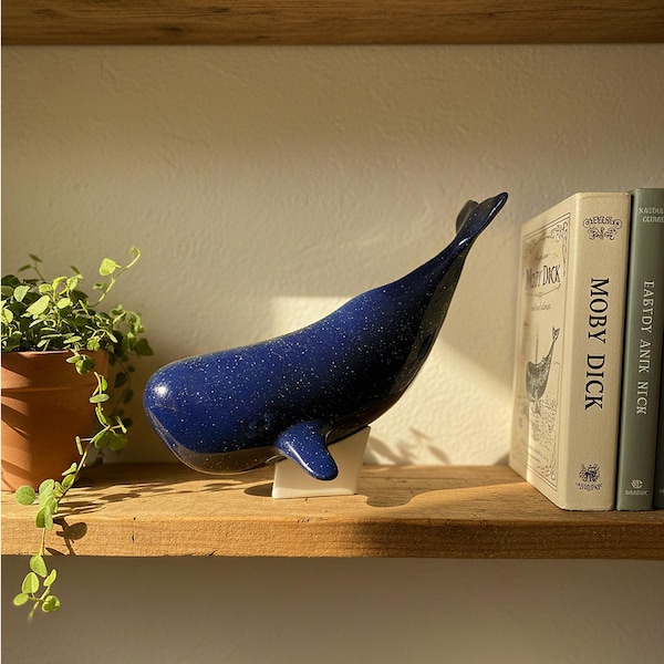 Minimalist sperm whale handmade in glazed ceramic in various finishes