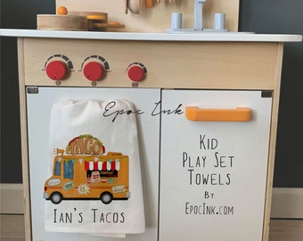 Personalized playset baking towel Personalized child towel / kid kitchen towel / child towel / kid play set towel / play kitchen