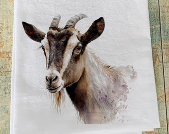 Goat towel watercolor goat kitchen flour sack cute goat towel you goat this