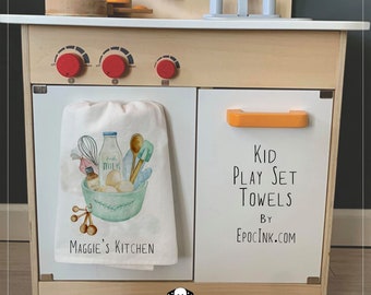 Personalized playset baking towel Personalized child towel / kid kitchen towel / child towel / kid play set towel / play kitchen