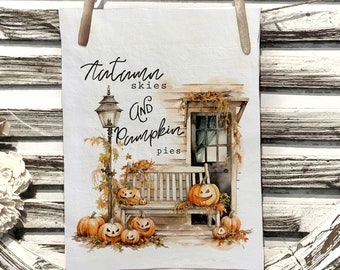 Fall door autumn skies pumpkin pies Fall towel / pumpkin towel / harvest towel / pumpkin towel / fall leaves / Hello Fall