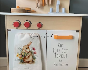 Personalized child towel / kid kitchen towel / child towel / kid play set towel / play kitchen / Bunny towel / kids bunny