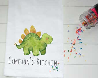 Personalized child towel / kid kitchen towel / child towel / kid play set towel / play kitchen / Personalized baking / Dinosaur towel