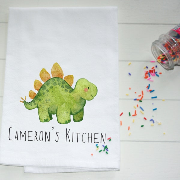 Personalized child towel / kid kitchen towel / child towel / kid play set towel / play kitchen / Personalized baking / Dinosaur towel