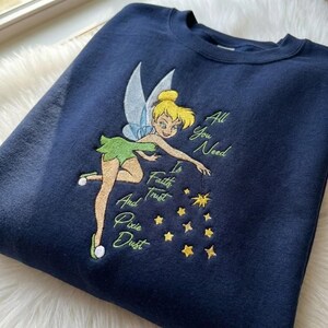 Broderad Tingeling-tröja, Disney Fairy-citat-tröja, Faith Trust Pigge Dust, Magic Kingdom-outfit, Disney Princess Fairy-present bild 3