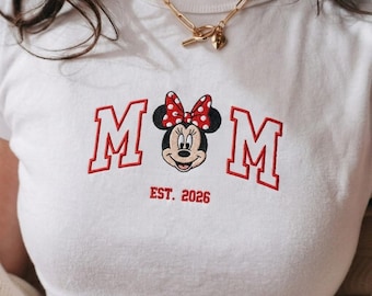 T-shirt bébé maman brodé Minnie Disney, T-shirt court Minnie Mama, tenue de vacances Disney, cadeau fête des mères, chemise maman Disney personnalisée EST