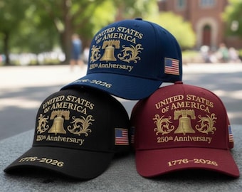 Chapeau 250e anniversaire des États-Unis 1776-2026, casquette de baseball brodée Liberty Bell, chapeau drapeau patriotique des États-Unis, cadeau 250 ans d'indépendance pour homme femme