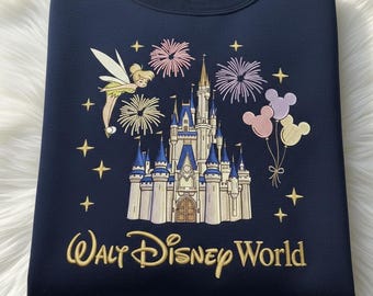 Geborduurd Walt Disney World-sweater, Magic Kingdom-shirt, Magical Castle ronde hals, Disney Trip-T-shirt, Disney vakantie-outfit