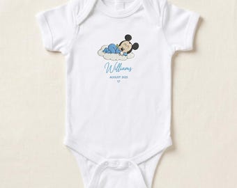 Custom Embroidered Mickey and Friends Baby Bodysuit, Personalized Name Bodysuit, Disney Baby Shower Gift