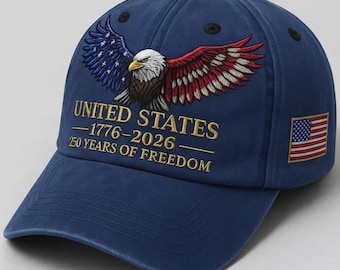Patriottische adelaar geborduurde hoed Verenigde Staten 250e verjaardag 1776 2026 Vintage gewassen USA Dad Cap voor mannen vrouwen