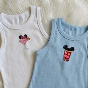Custom Embroidered Epcot Drinking Tank Top, Mickey and Friends Cocktail Top, Disney Bachelorette Party Tank, Epcot Around the World Shirt