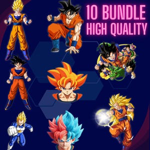 Dragon Ball Z PNG Bundle: Goku, Vegeta Anime Graphics (Digital Download)