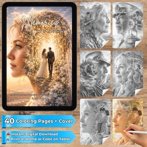 Memories of a Lifetime Coloring Book | Realistic Grayscale Double Exposure Portraits and  Life Stories