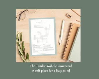 The Tender Wobble Crossword — A Gentle Self-Care Printable | Two Ways to Solve | Instant Download PDF