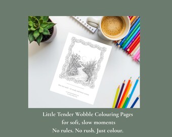 Adult Colouring Pages — Two Gentle Printable Pages | Self Care Activity | Instant Download PDF