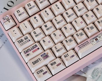 Cute Pastel Dessert & Code Theme Keycaps for Mechanical Keyboard – Kawaii Cafe PBT Keycap Set with Grid Design, Programmer Aesthetic, 140pcs