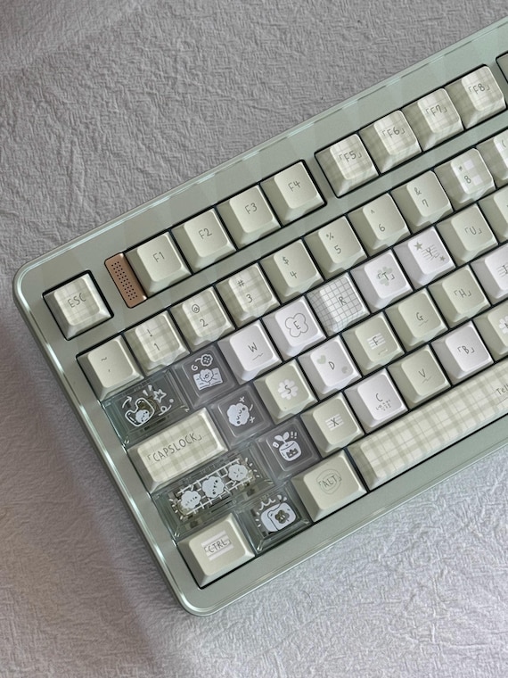 Cute Green Matcha Pastel Artisan Keycaps Set for Mechanical Keyboard – Kawaii Aesthetic Design | Keyartisan®