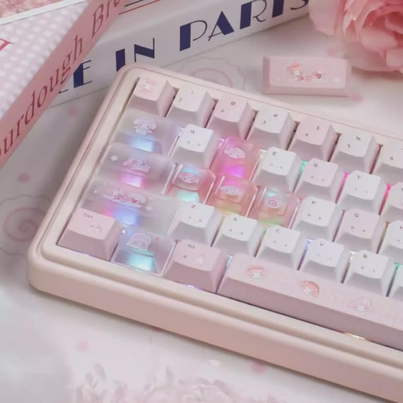 Cute Melody Theme Pastel Pink Keycap Set for Mechanical Keyboard | Kawaii Aesthetic Design – KeyArtisan®