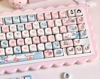Cute Winter Story Pastel Artisan Keycap Set for Mechanical Keyboard | Kawaii Snow Design Keycaps , MOA Profile, PBT Dye-Sub – KeyArtisan®