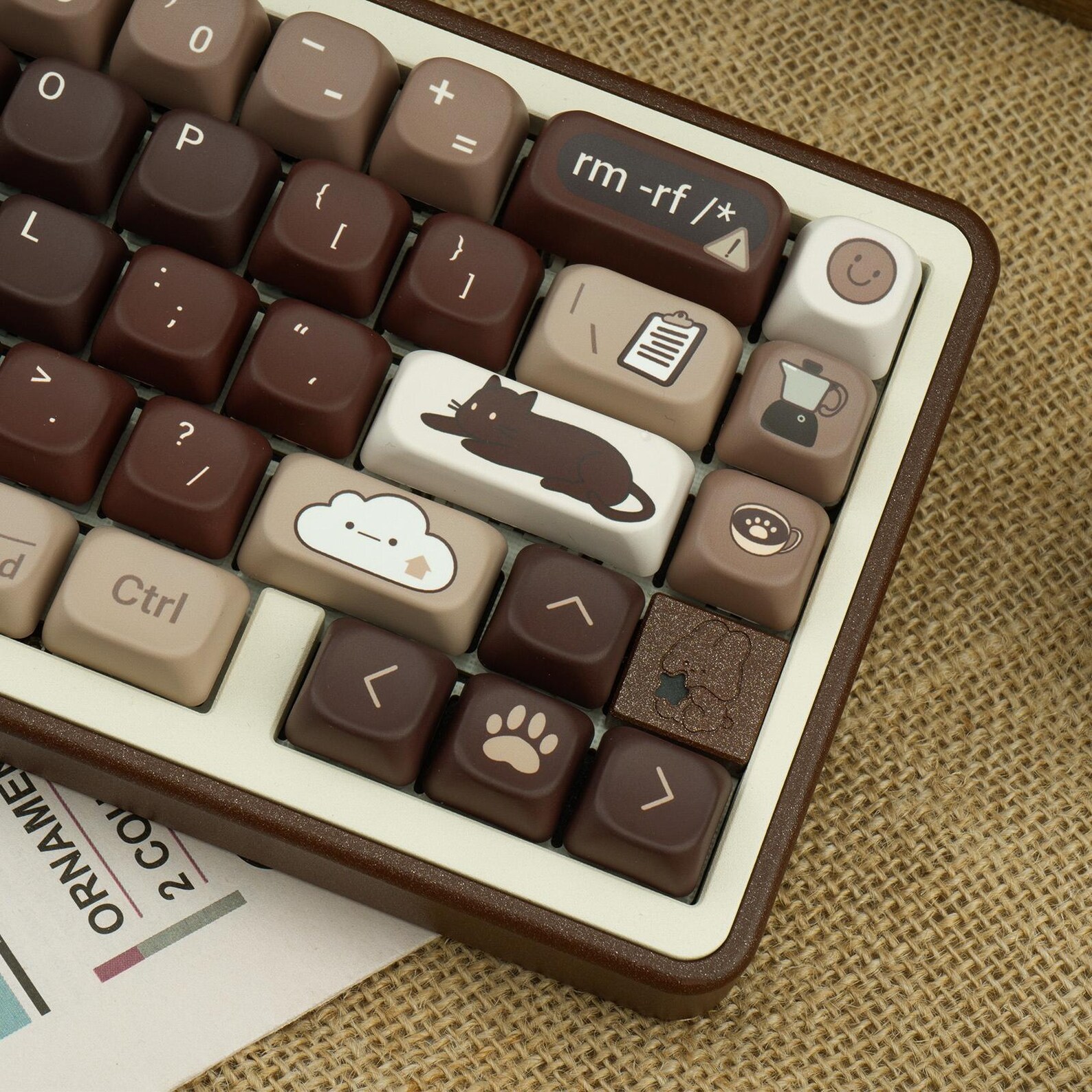 Cute Brown Coder & Coffee Theme Keycap Set for Mechanical Keyboard ...