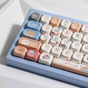 Cute Puppy Dog Theme Artisan Keycap Set for Mechanical Keyboard, Kawaii Keycaps, PBT Five-Side Dye Sub, MX Switches, 141 Keys