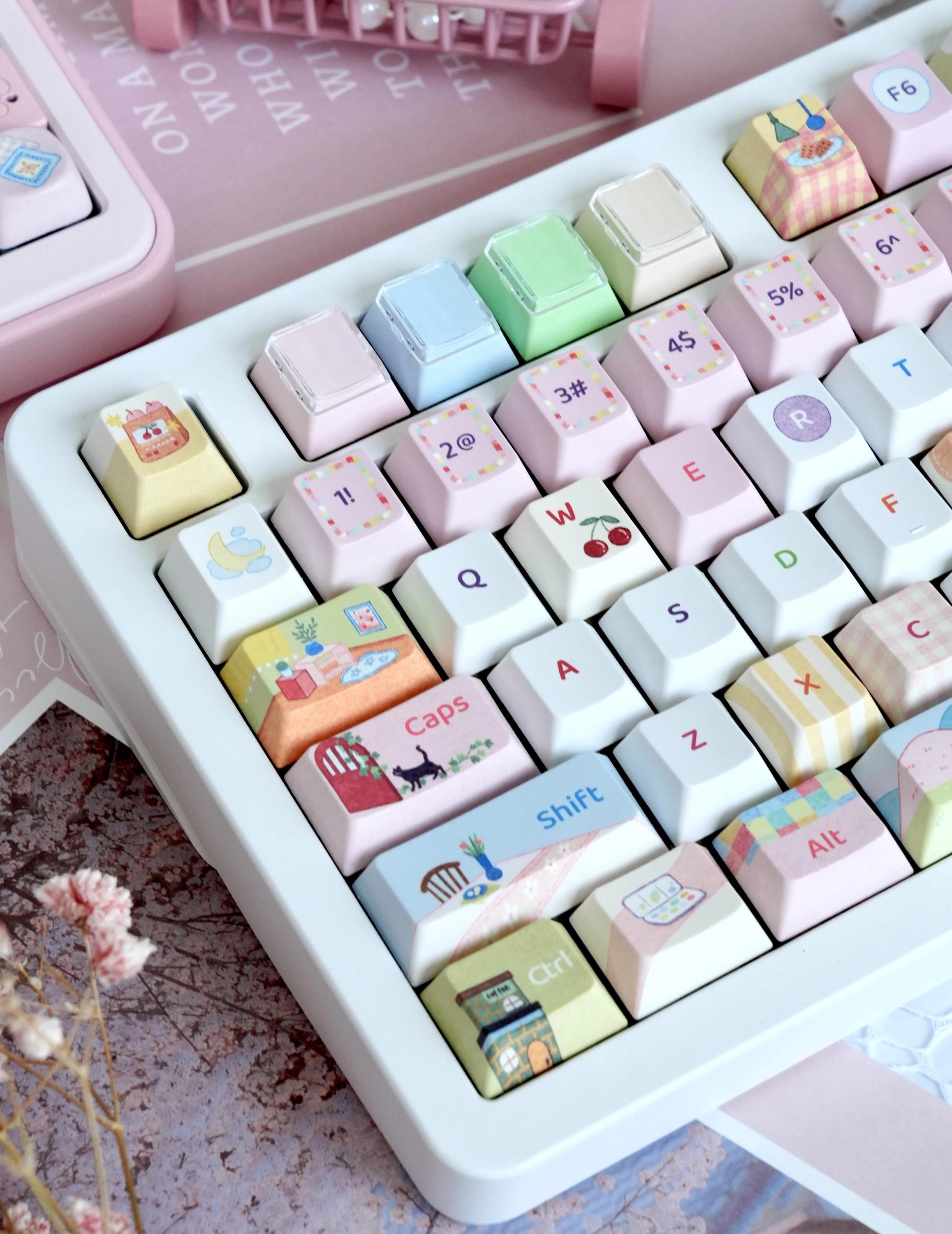 Cute Cozy Home Theme Artisan Keycap Set for Mechanical Keyboard, Kawaii ...