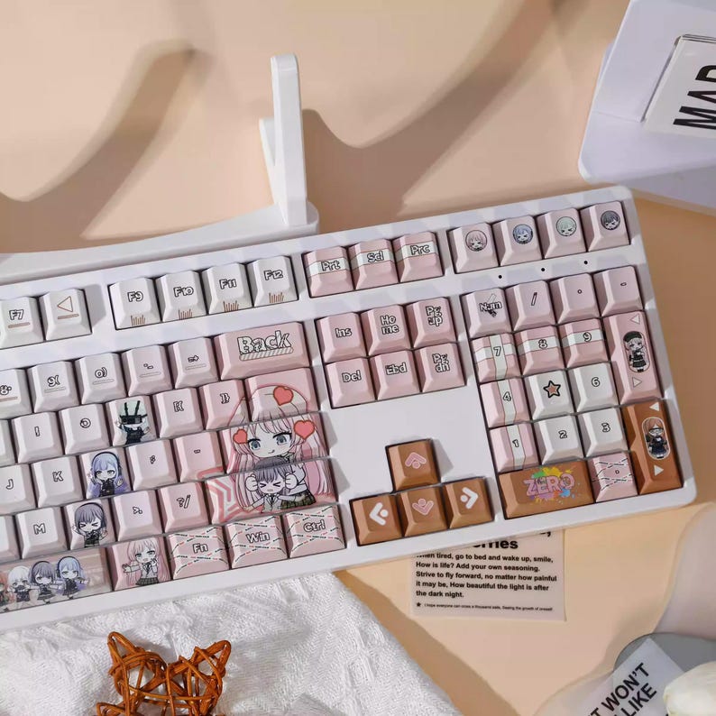 Cute School Story Chibi Anime Keycap Set | Schoolgirls Theme, Pastel ...