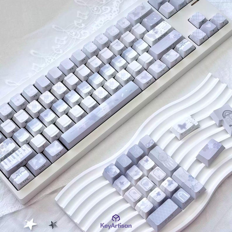 Cute Butterfly Theme Artisan Keycap Set | Side Printed Shine Through ...