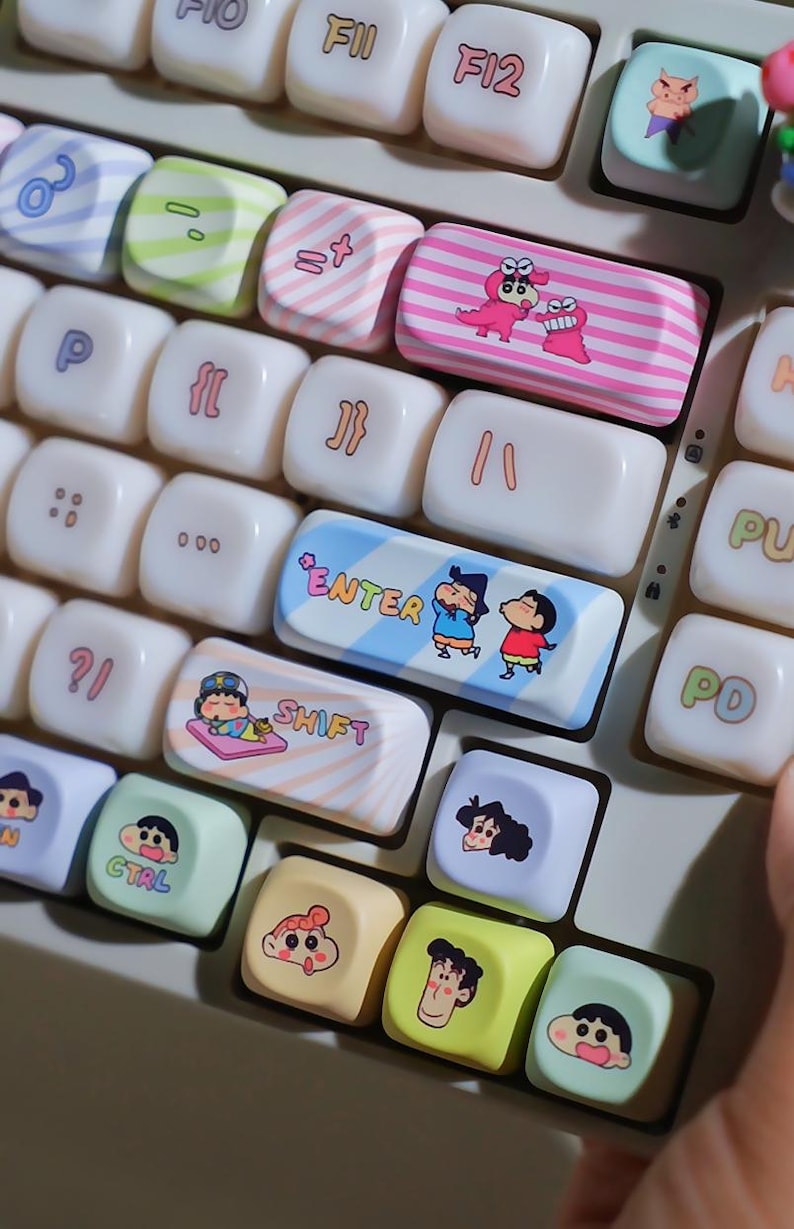 Shin Key Cap Crayon Shin-chan Ceramic-feel Keycap Set | Cute Playful Pastel PBT MOA ...