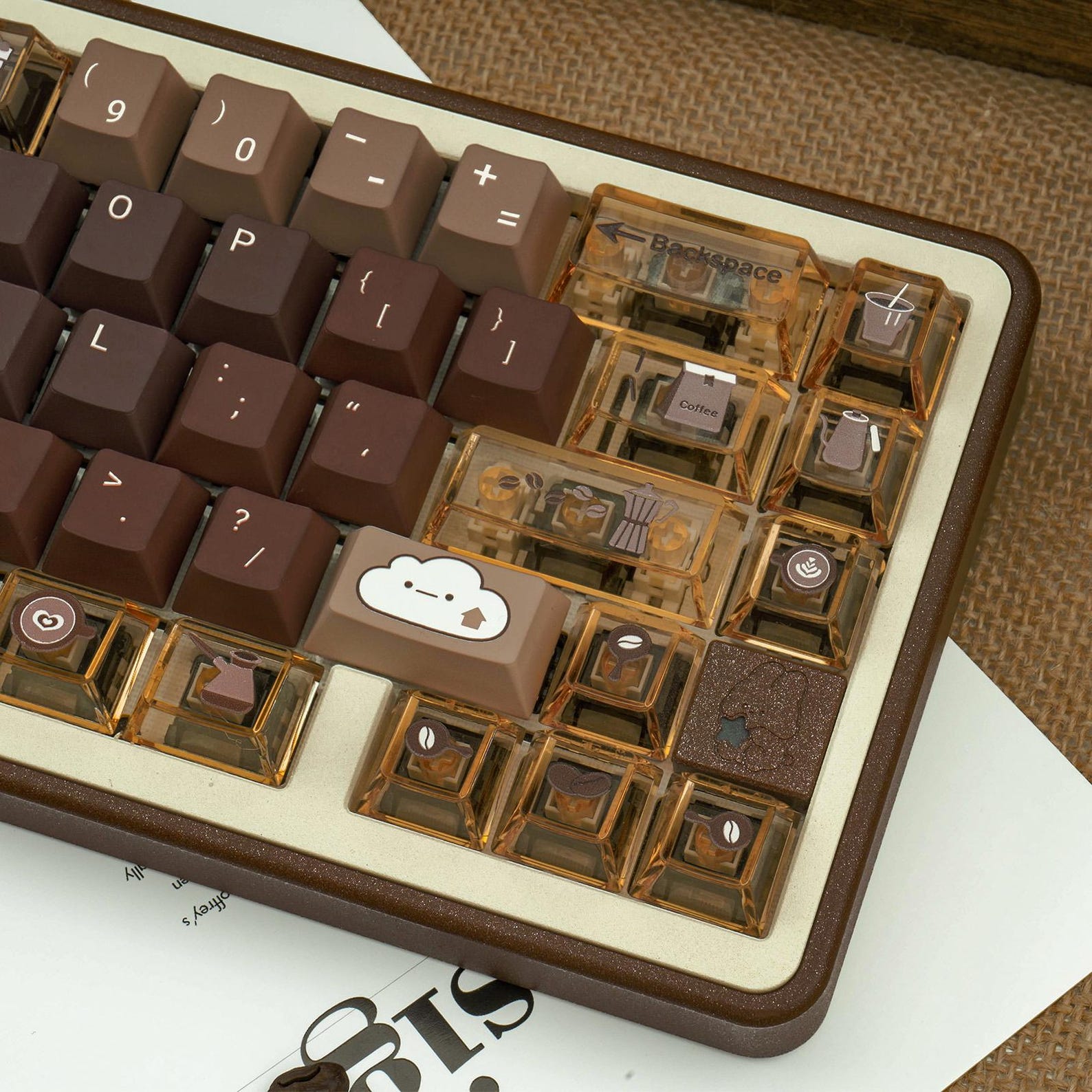 Cute Brown Coder & Coffee Theme Keycap Set for Mechanical Keyboard ...