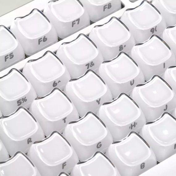 Cute White Crystal Jelly Cat Keycap Set for Mechanical Keyboard | Kawaii Artisan Keycaps, MAO Profile Design – KeyArtisan®
