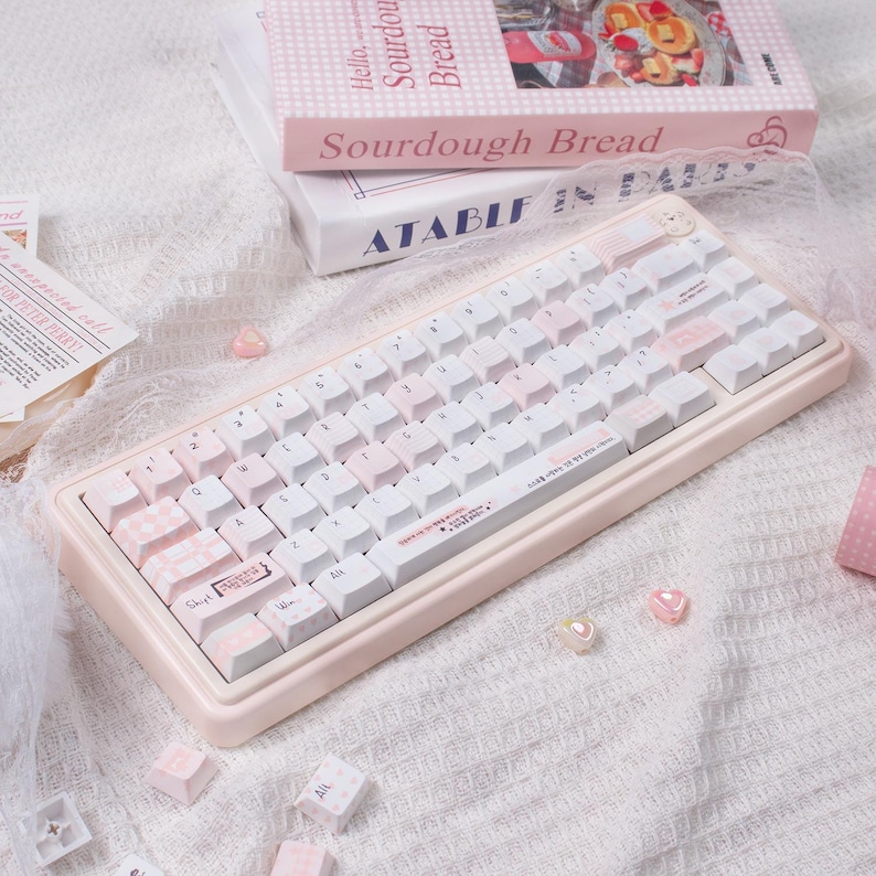 Cute Pink Notebook Theme Artisan Keycaps Set for Mechanical Keyboard ...