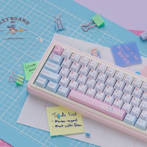 Cute Pink Spring Pastel Mechanical Keyboard – Kawaii Tri-mode RGB
