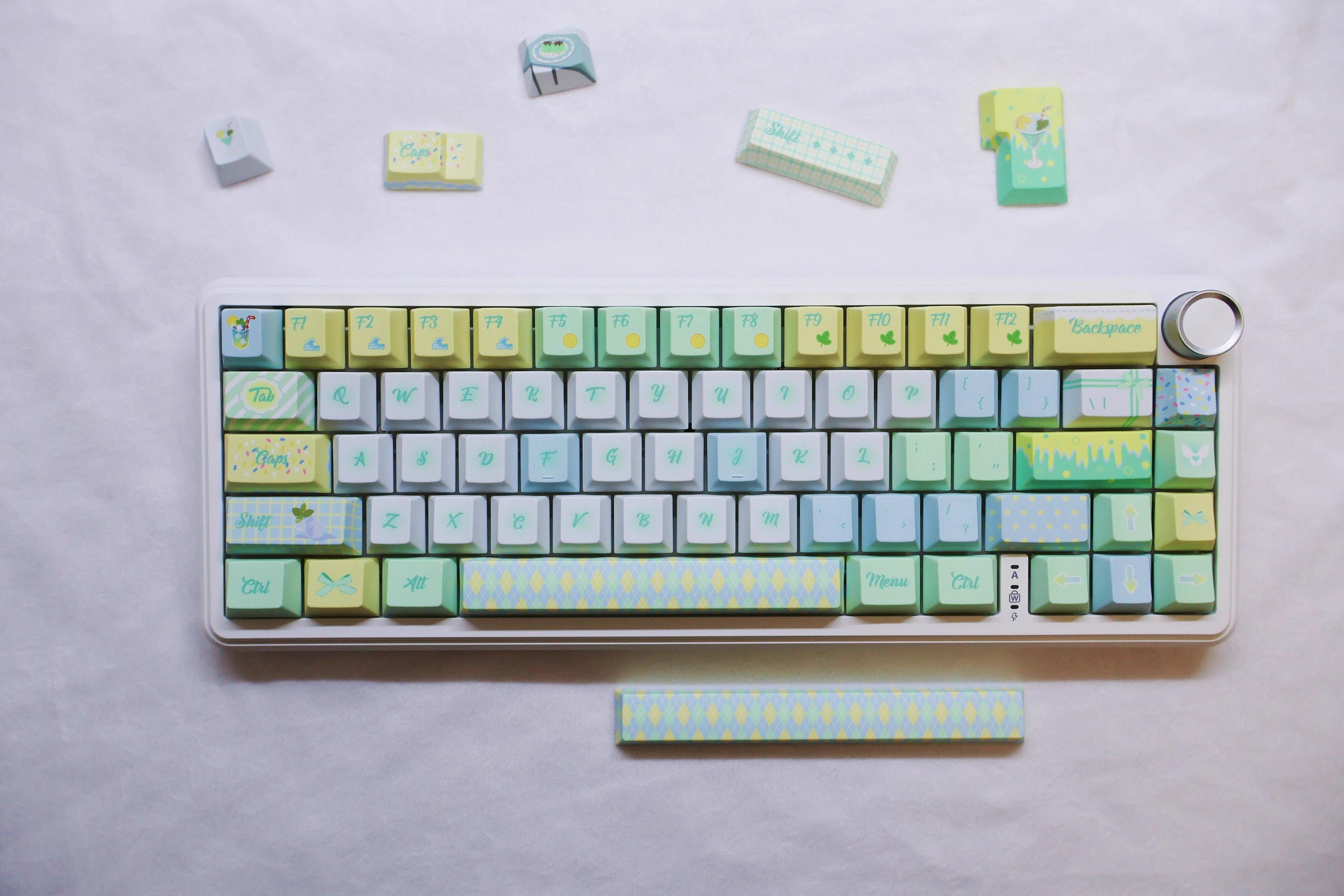 Cute Mint Lemonade Summer Theme Keycaps Set for Mechanical