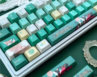 グリーンアベンチュリンテーマのアニメキーキャップセット（メカニカル