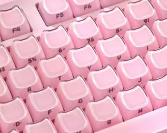 Crystal Cat Jelly Theme Pink Keycap Set for Mechanical Keyboard | Cute Kawaii Artisan Keycaps, MAO Profile Design – KeyArtisan®
