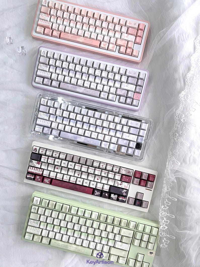 Cute Butterfly Theme Artisan Keycap Set | Side Printed Shine Through ...