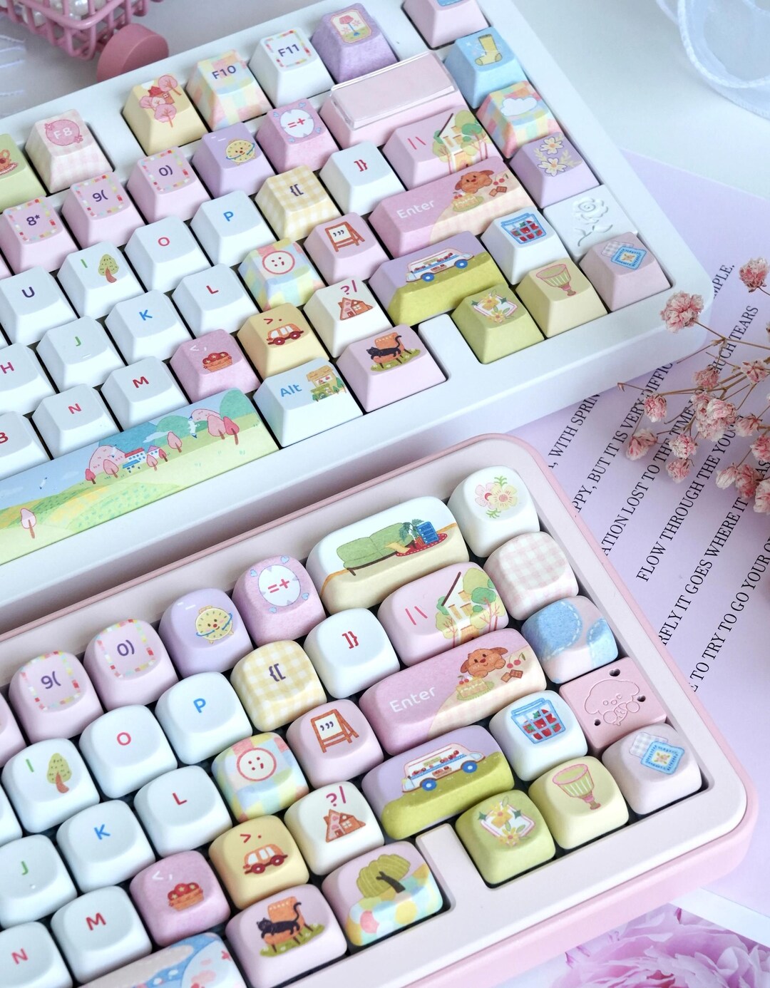Cute Cozy Home Theme Artisan Keycap Set for Mechanical Keyboard, Kawaii ...