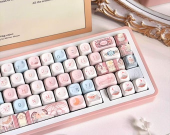 Cute Sheep Zodiac Pastel Anime Keycap Set for Mechanical Keyboard | Kawaii Astrology Design Keycaps, MOA Profile, PBT Dye-Sub – KeyArtisan®