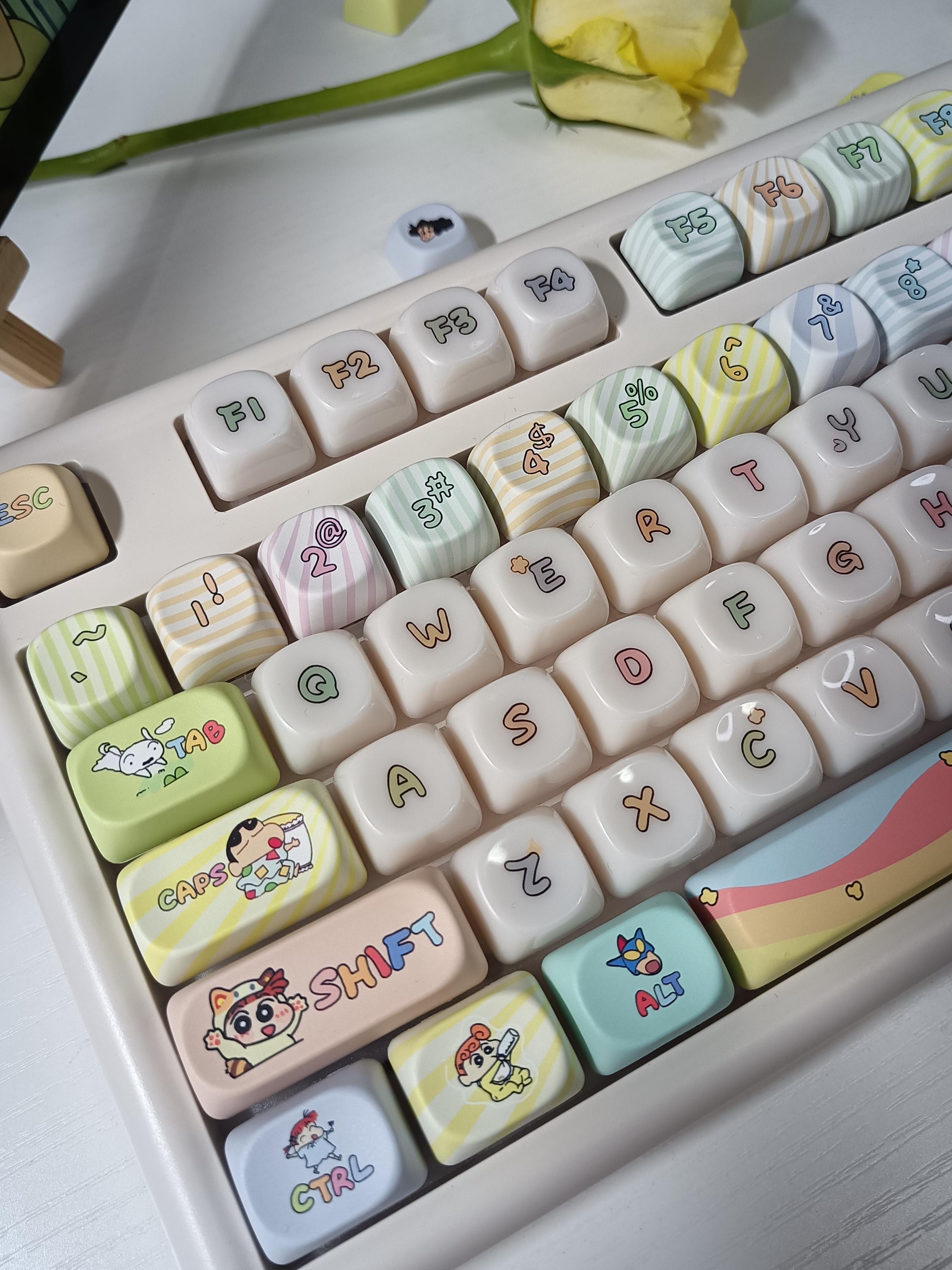 Shin Key Cap Crayon Shin-chan Ceramic-feel Keycap Set | Cute Playful Pastel PBT MOA ...