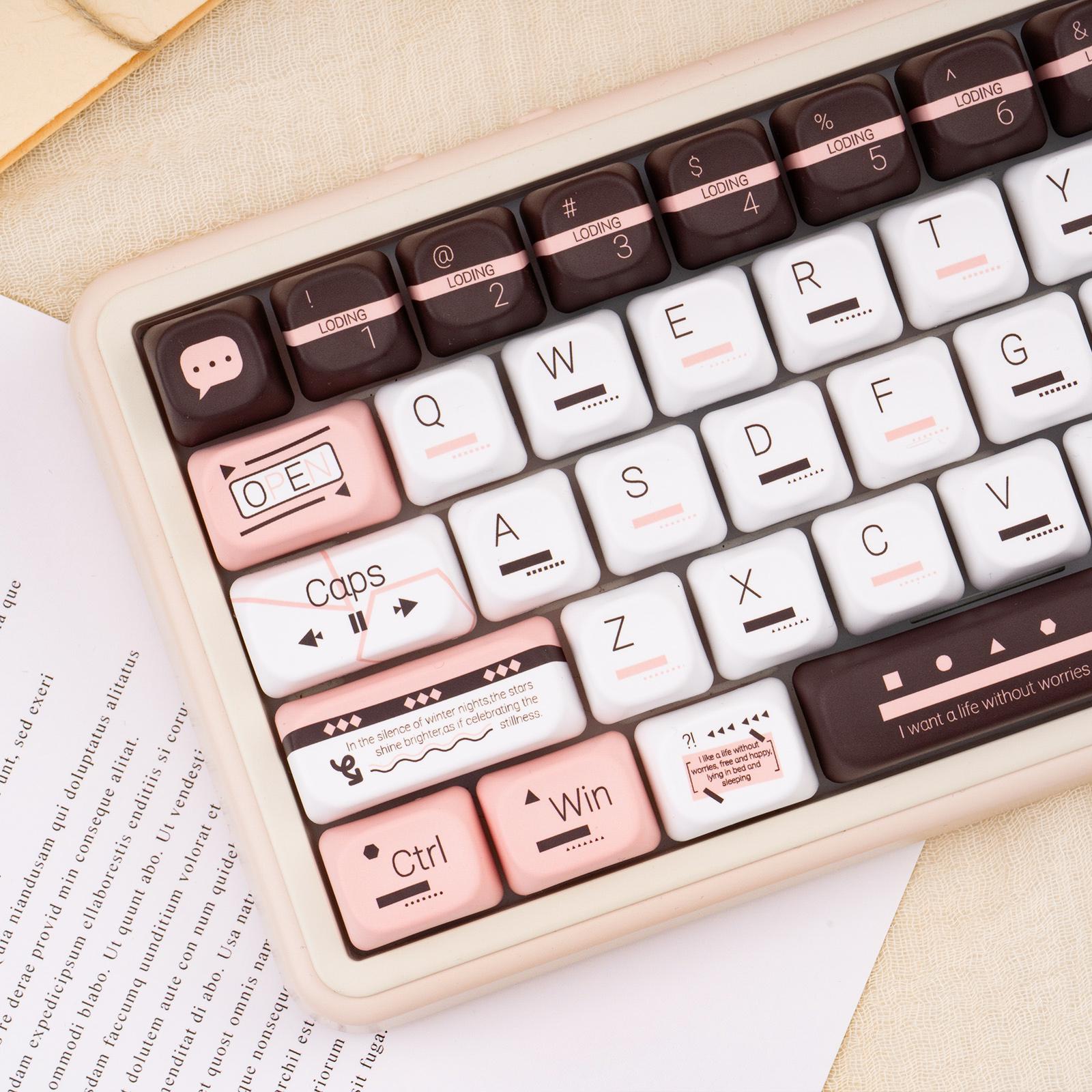 Cute Pink Minimalist Artisan Keycap Set for Mechanical Keyboards 