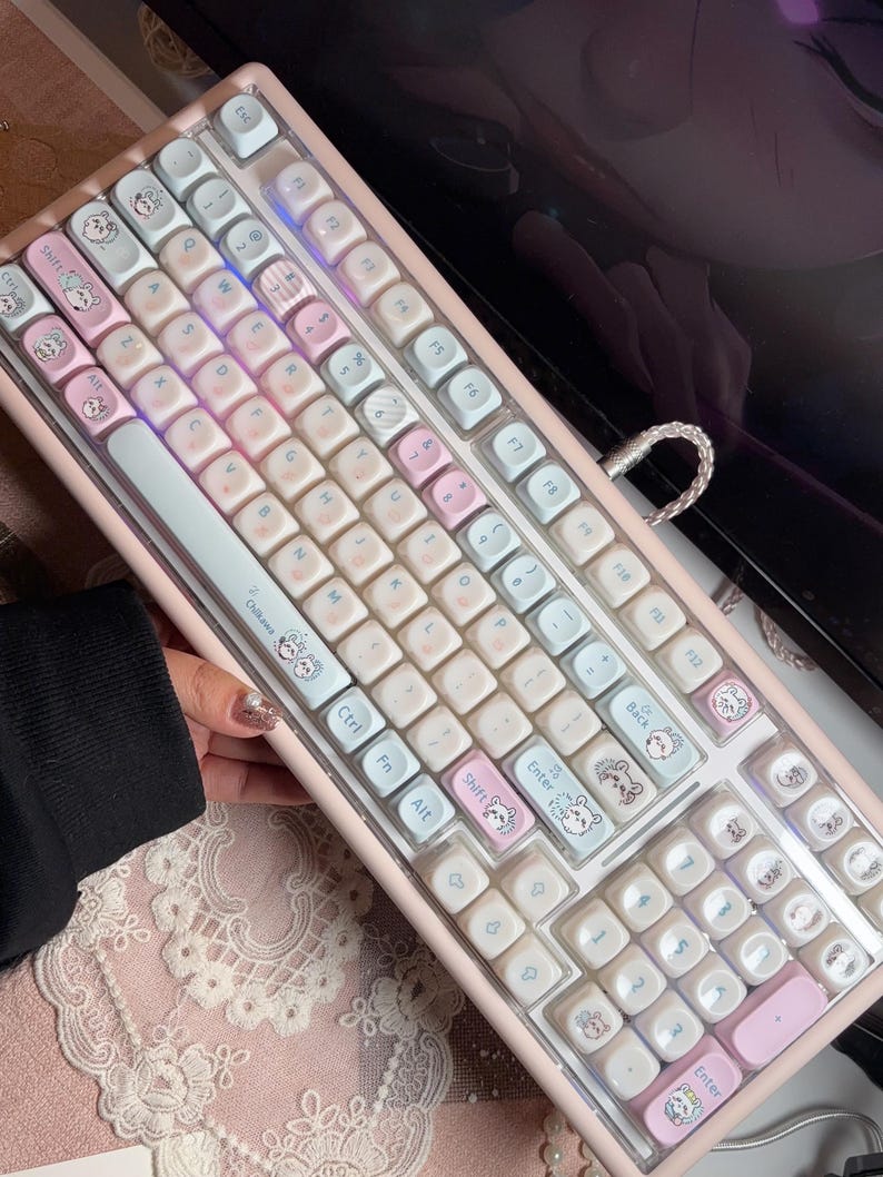 Function Keycaps Chiikawa Theme Anime Artisan Keycap Set | Cozy Pastel Ceramic-feel ...