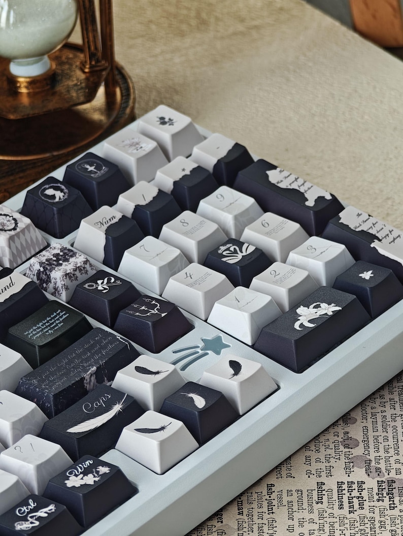 Goth Key Cap Set Cool Dance of Ashes Theme Artisan Keycaps Set for Mechanical Keyboard ...