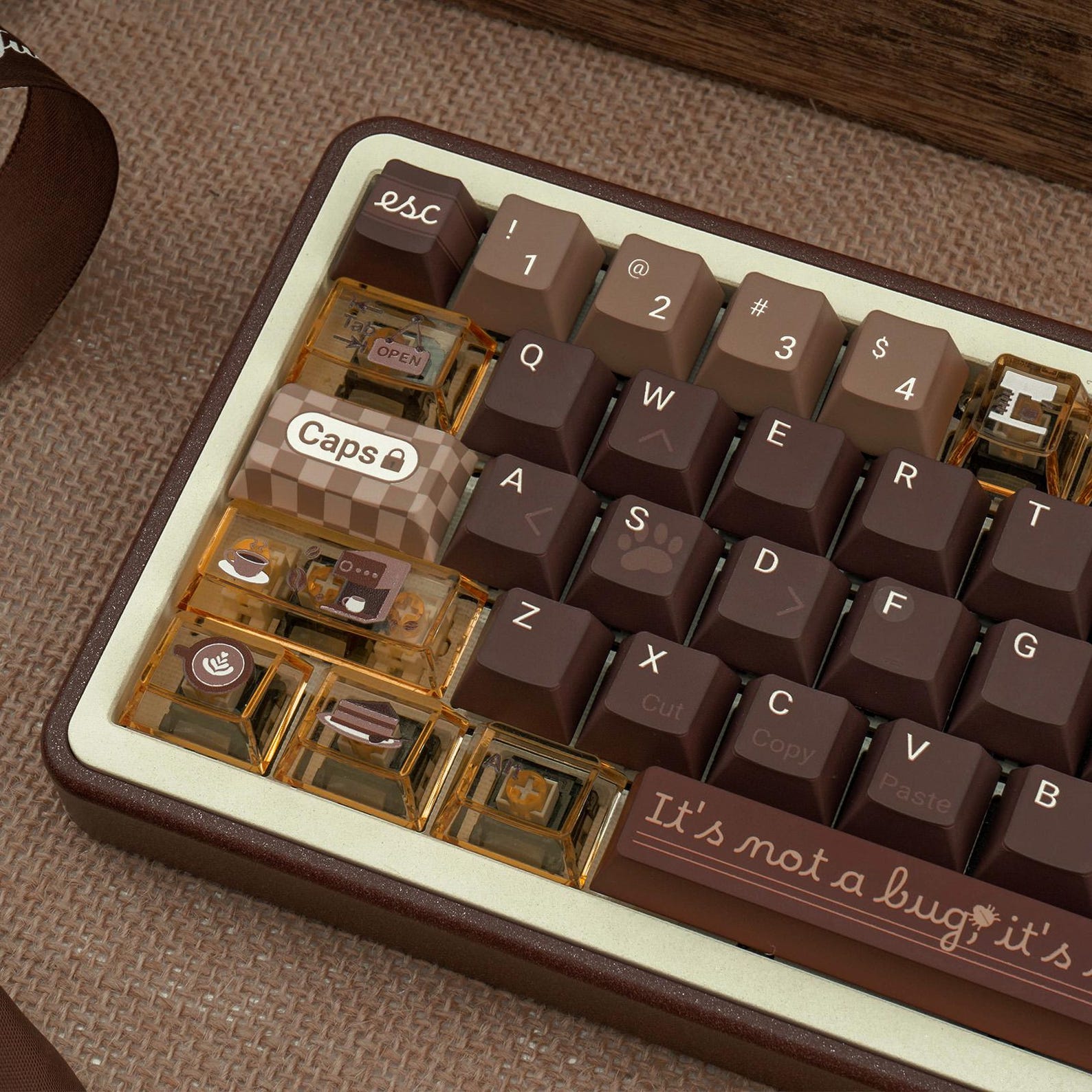 Cute Brown Coder & Coffee Theme Keycap Set for Mechanical Keyboard ...