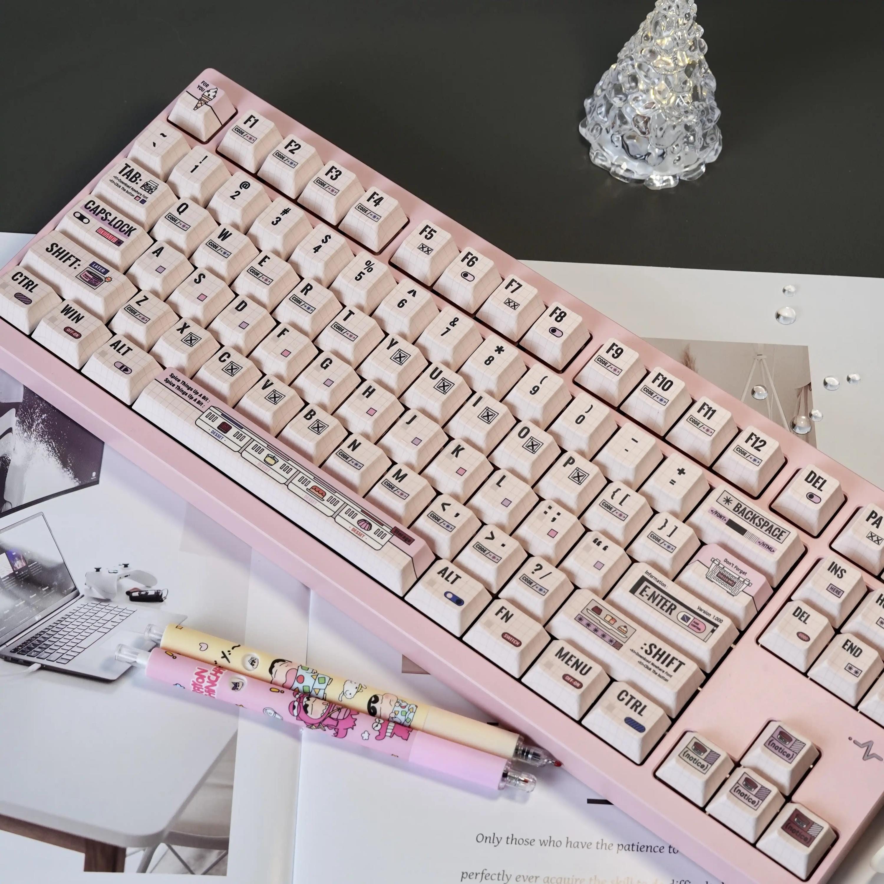 Cute Pastel Dessert & Code Theme Keycaps for Mechanical Keyboard ...