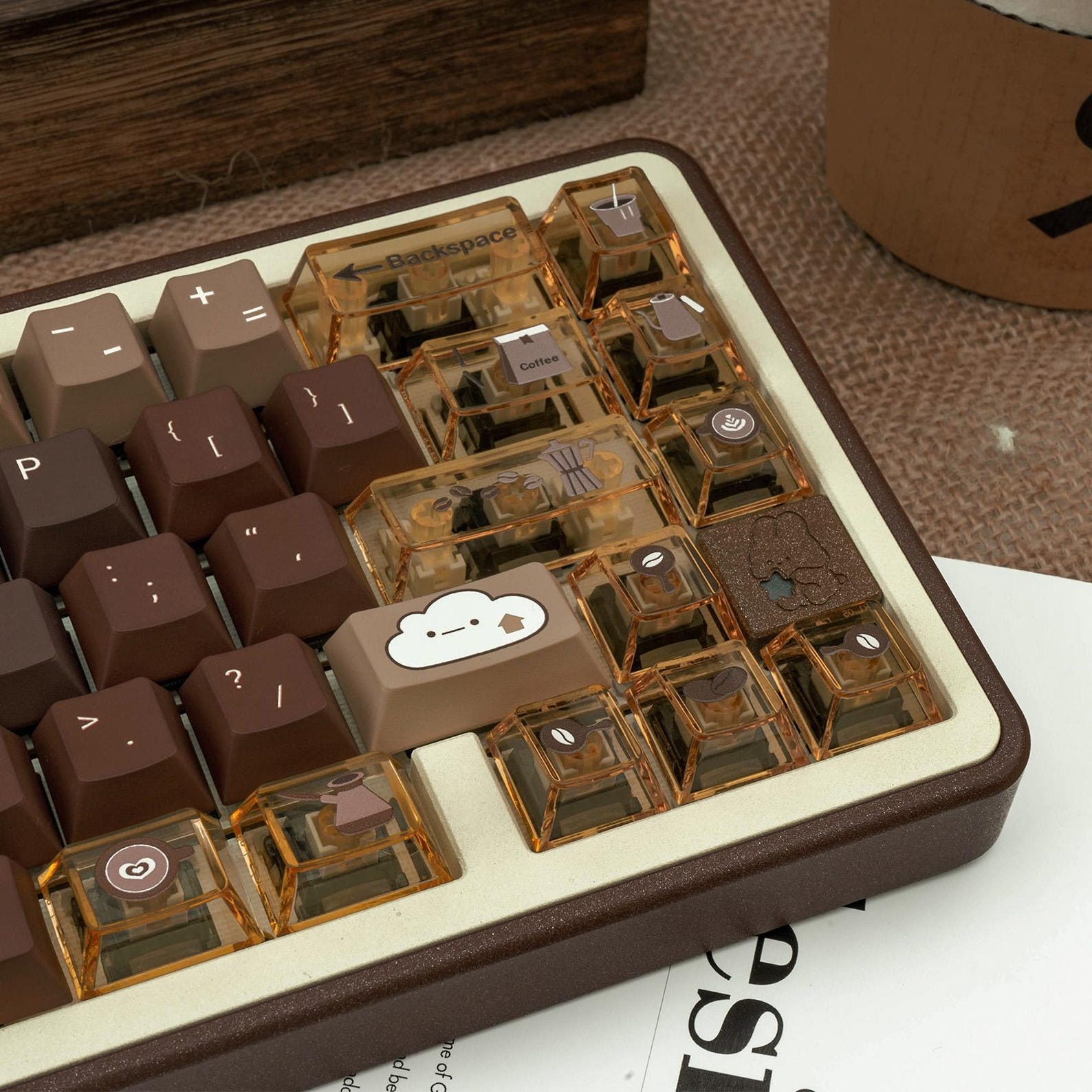 Cute Brown Coder & Coffee Theme Keycap Set for Mechanical Keyboard ...