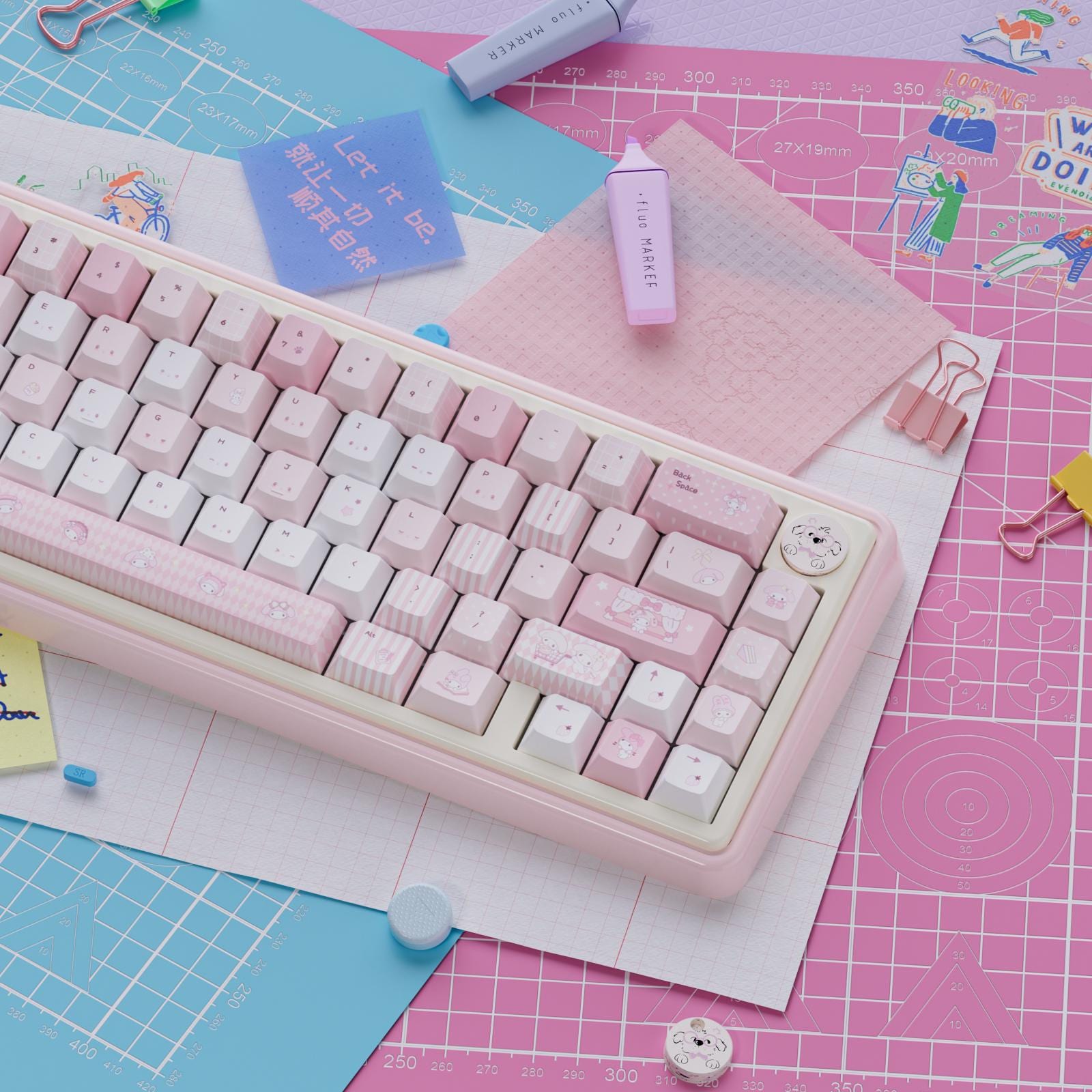 UR65 Cute Melody Theme Mechanical Keyboard - Kawaii Tri-mode RGB
