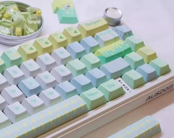 Cute Mint Lemonade Summer Theme Keycaps Set for Mechanical